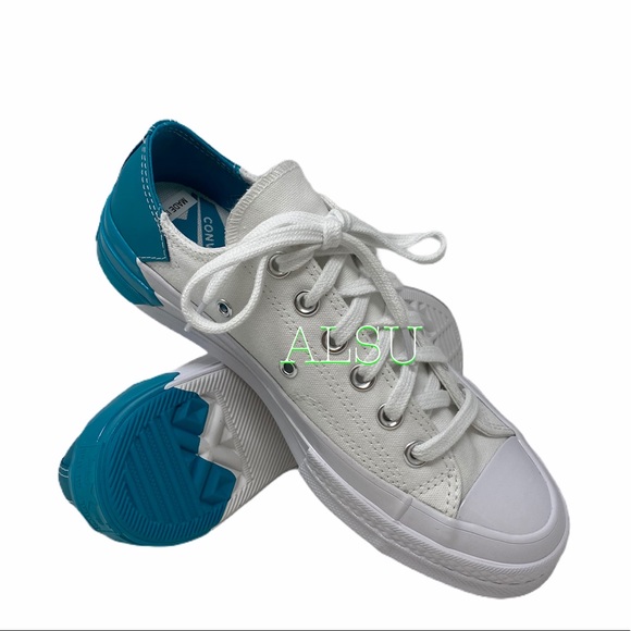 Converse Chuck 70 Low Top Leather White Teal Skate Shoes Womens Size 6.5 566751C - Picture 2 of 10